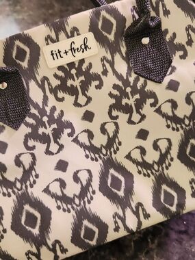 Black & Cream Patterned Women's Lunch Tote Bag